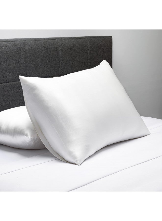 Fishers Finery 19mm 100% Pure Mulberry Silk Pillowcase, Good Housekeeping Quality Tested (White, Q)