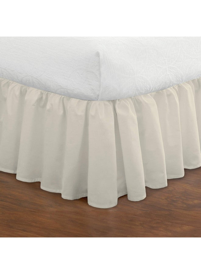 FRESH IDEAS Bedding Ruffled Bedskirt, Classic 14 drop length, Gathered Styling, Full, Ivory (FRE30114IVOR02)