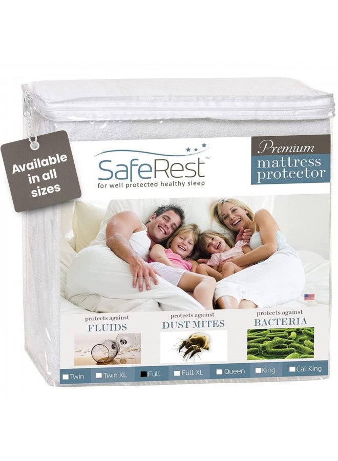 SafeRest Mattress Protector - Full Size Cotton Terry Waterproof Mattress Protector, Breathable Fitted Mattress Cover with Stretchable Pockets