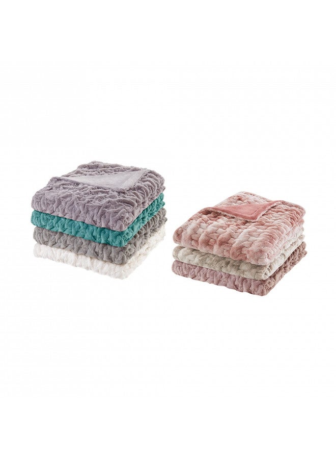 Comfort Spaces Luxurious & Fuzzy Soft Ruched Faux Fur Plush Throw Blanket Set with 2 Matching Square Pillow Covers, for Sofa,Chair, Couch, Living Room, Home Office, Tan Tie Dye 50