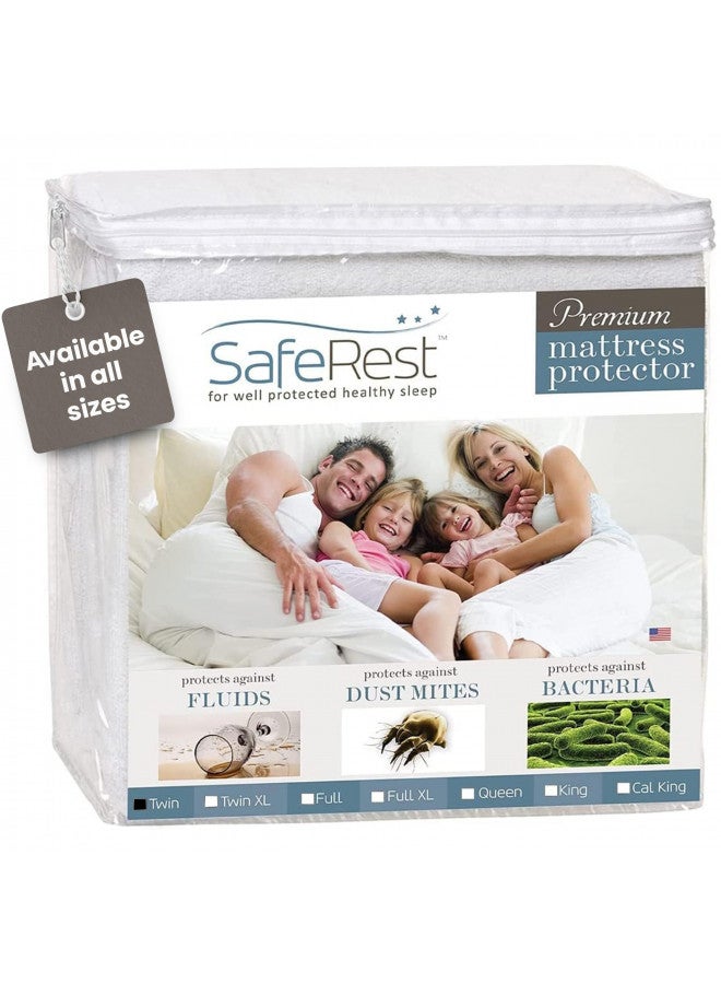 SafeRest Mattress Protector - Twin XL - College Dorm Room Bed Size - Cotton Terry Waterproof Mattress Protector and Cover, Breathable Fitted Mattress Protector with Stretchable Pockets
