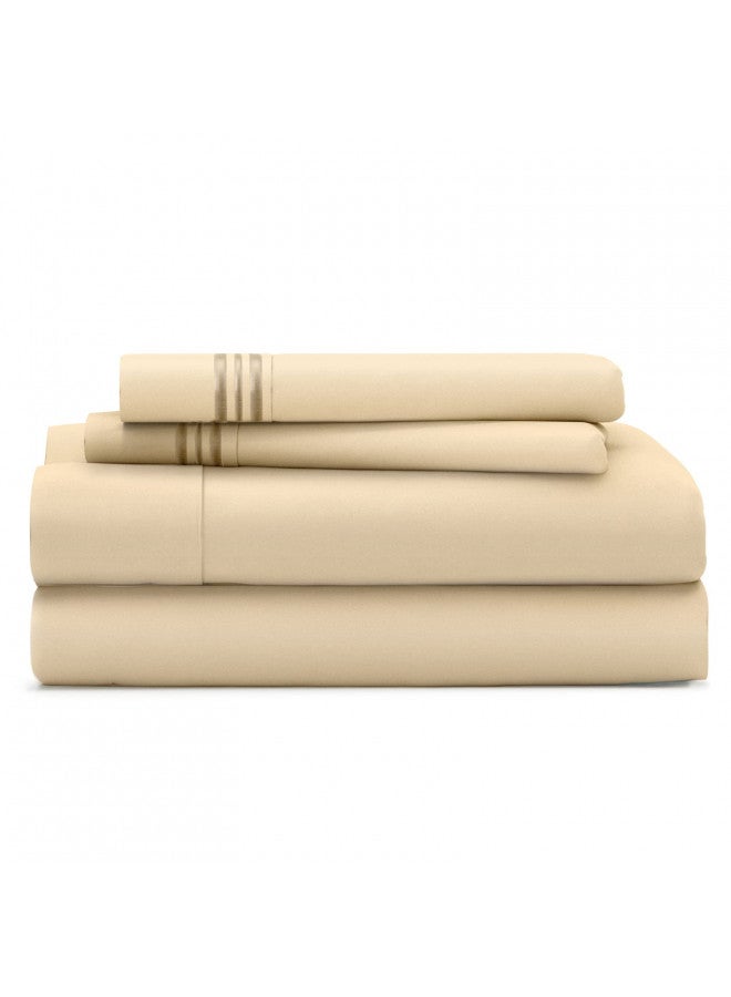 Cosy House Collection Everyday 1500 Series Bed Sheet Set - Ultra Soft & Cool Hotel Luxury Bedding - Deep Pocket - Wrinkle, Stain and Fade Resistant - 4 Piece Set (King, Cream)