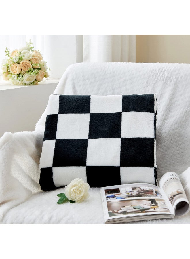 BEDELITE Checkered Throw Blanket Twin Size for Couch and Bed, Luxurious Fleece Blanket with Checkerboard Grid Home Decor, Soft Cozy Black and White Warm Blankets for Spring, 60