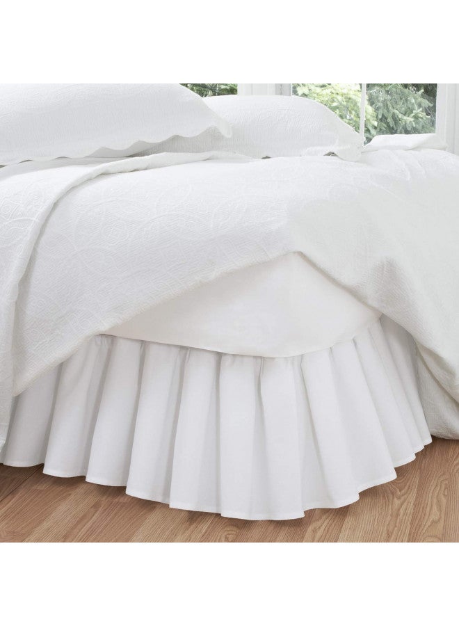 FRESH IDEAS Bedding Ruffled Bed Skirt, Classic 14 Drop Length, Gathered Styling, Cali King, White