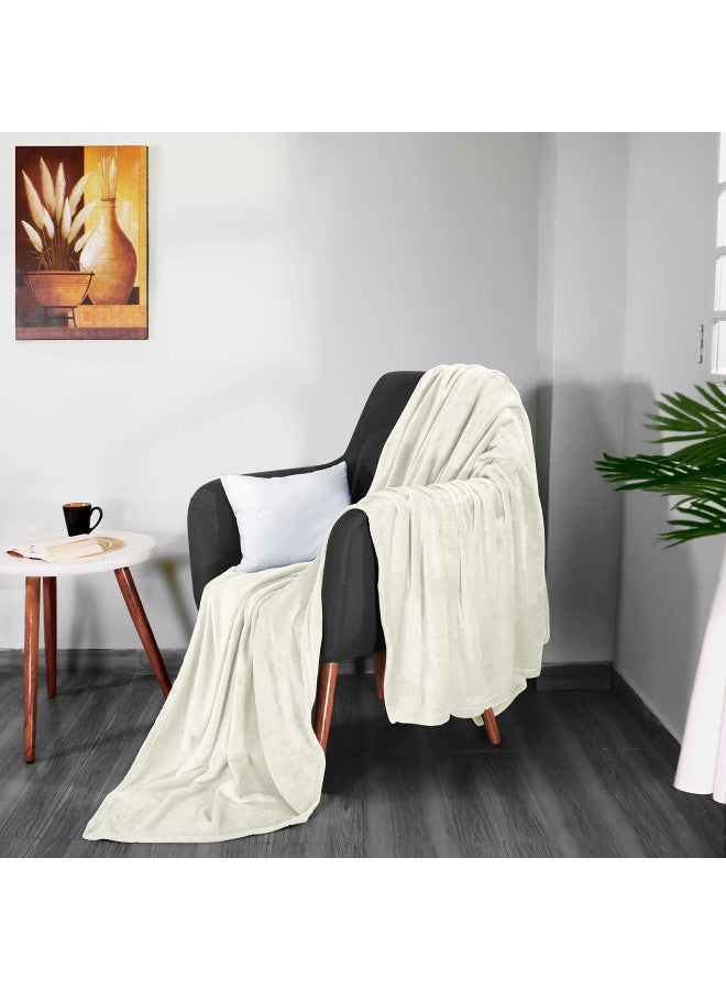 Utopia Bedding Fleece Blanket King Size Ivory 300GSM Luxury Fuzzy Soft Anti-Static Microfiber Bed Blanket (90x102 Inches)