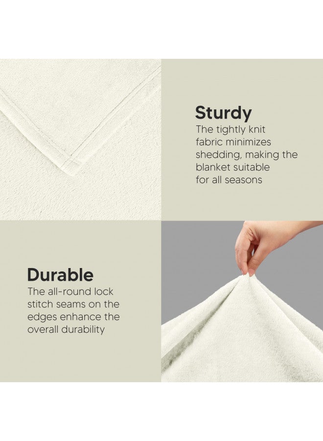 Utopia Bedding Fleece Blanket King Size Ivory 300GSM Luxury Fuzzy Soft Anti-Static Microfiber Bed Blanket (90x102 Inches)