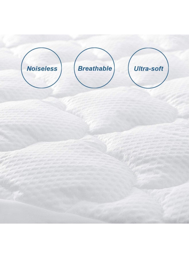 King Size Air Mattress Cover, Thick Quilted Mattress Topper King, Super Soft Breathable and Noiseless Down Alternative Fiber Pillow Top Mattress Pad with Deep Pocket Fits Up to 23 Inch Mattress