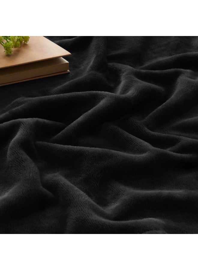 BEDELITE Fleece Blankets King Size Blanket for Bed & Couch, Plush Cozy Fuzzy Black Blanket 108x90 Inches, Super Soft and Warm Blankets for Winter and Fall