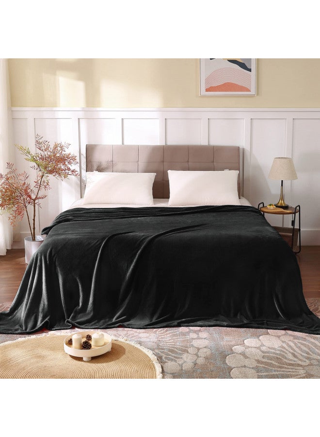 BEDELITE Fleece Blankets King Size Blanket for Bed & Couch, Plush Cozy Fuzzy Black Blanket 108x90 Inches, Super Soft and Warm Blankets for Winter and Fall