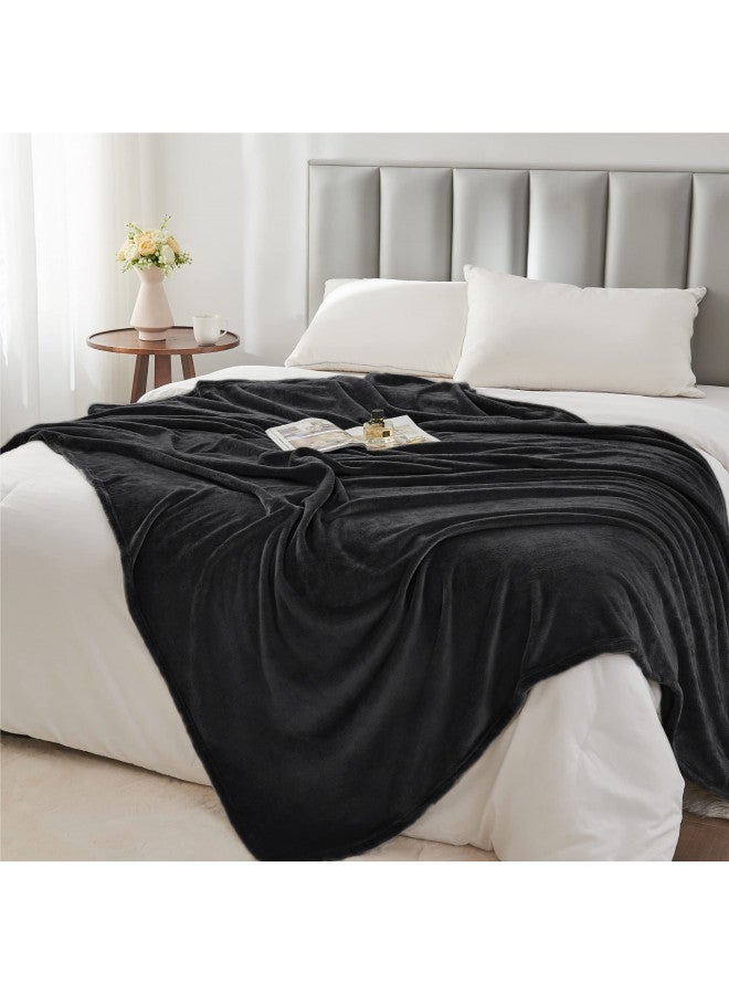 BEDELITE Fleece Blankets King Size Blanket for Bed & Couch, Plush Cozy Fuzzy Black Blanket 108x90 Inches, Super Soft and Warm Blankets for Winter and Fall