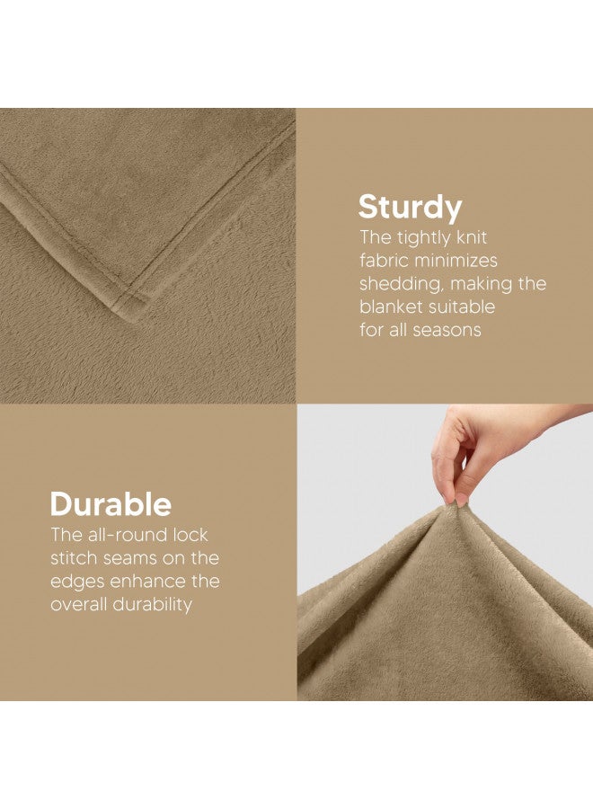 Utopia Bedding Fleece Blanket King Size Camel 300GSM Luxury Fuzzy Soft Anti-Static Microfiber Bed Blanket (90x102 Inches)