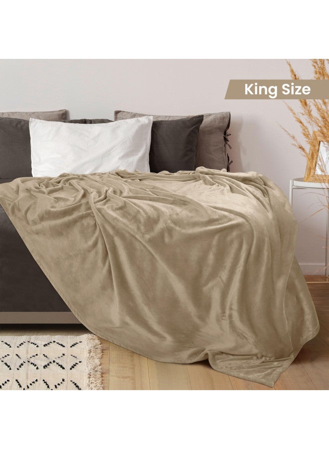 Utopia Bedding Fleece Blanket King Size Camel 300GSM Luxury Fuzzy Soft Anti-Static Microfiber Bed Blanket (90x102 Inches)