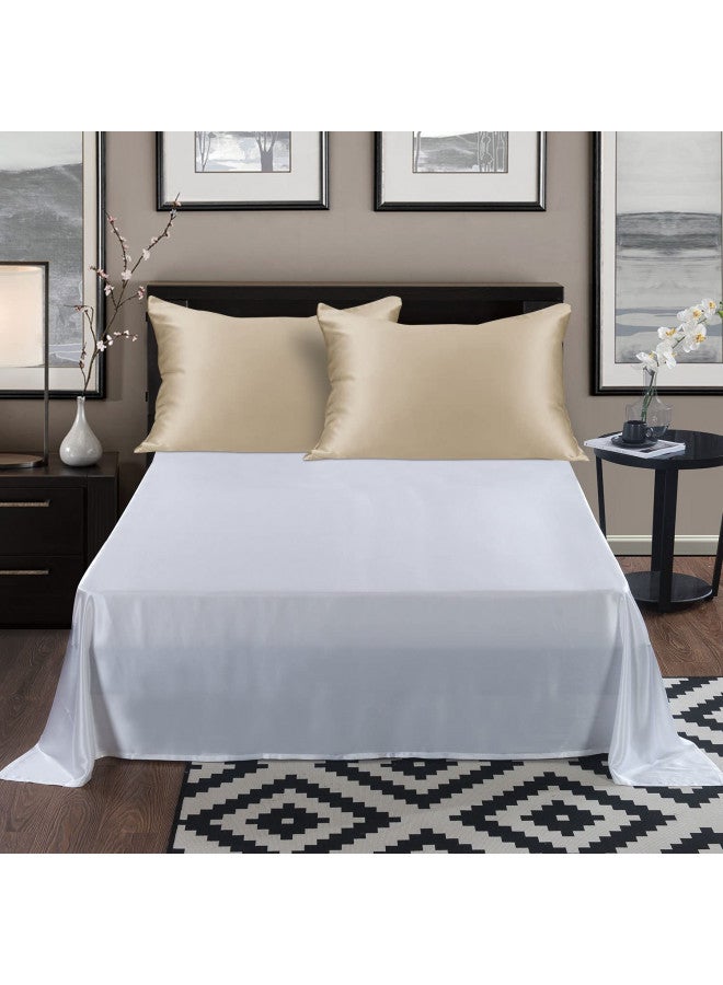 ALASKA BEAR Natural Silk Pillowcase, Hypoallergenic, 19 Momme, 600 Thread Count 100 Percent Mulberry Silk, Queen Size with Hidden Zipper (1,Champagne Gold)