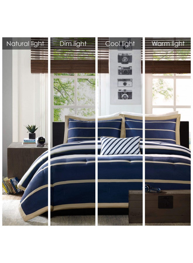 Comfort Spaces Casual Comforter Set Sporty Design, Vibrant Color, Active Lifestyle Boys Bedroom Décor, All Season Soft Microfiber Bedding Set, Decorative Pillow, Sham Blue/White Twin/Twin XL 3 Piece