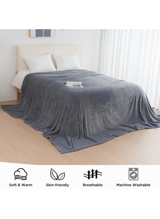 HOMFINE Oversized King Fleece Blanket 120x120 Inches - Ultra Soft Cozy Warm Giant Huge 10'x10' Blanket for Bed, Sofa, Couch, Travel, Camping, Extra Large 350 GSM Flannel Big Throw Blanket, Light Grey