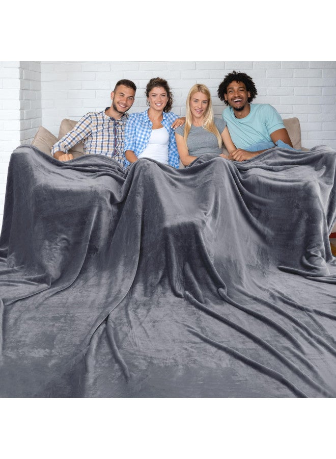 HOMFINE Oversized King Fleece Blanket 120x120 Inches - Ultra Soft Cozy Warm Giant Huge 10'x10' Blanket for Bed, Sofa, Couch, Travel, Camping, Extra Large 350 GSM Flannel Big Throw Blanket, Light Grey