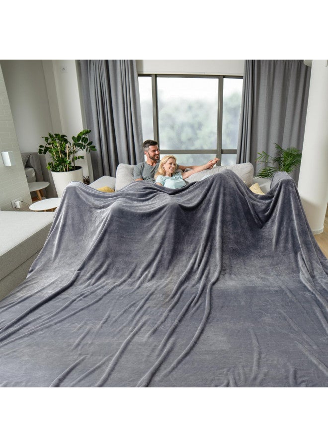 HOMFINE Oversized King Fleece Blanket 120x120 Inches - Ultra Soft Cozy Warm Giant Huge 10'x10' Blanket for Bed, Sofa, Couch, Travel, Camping, Extra Large 350 GSM Flannel Big Throw Blanket, Light Grey