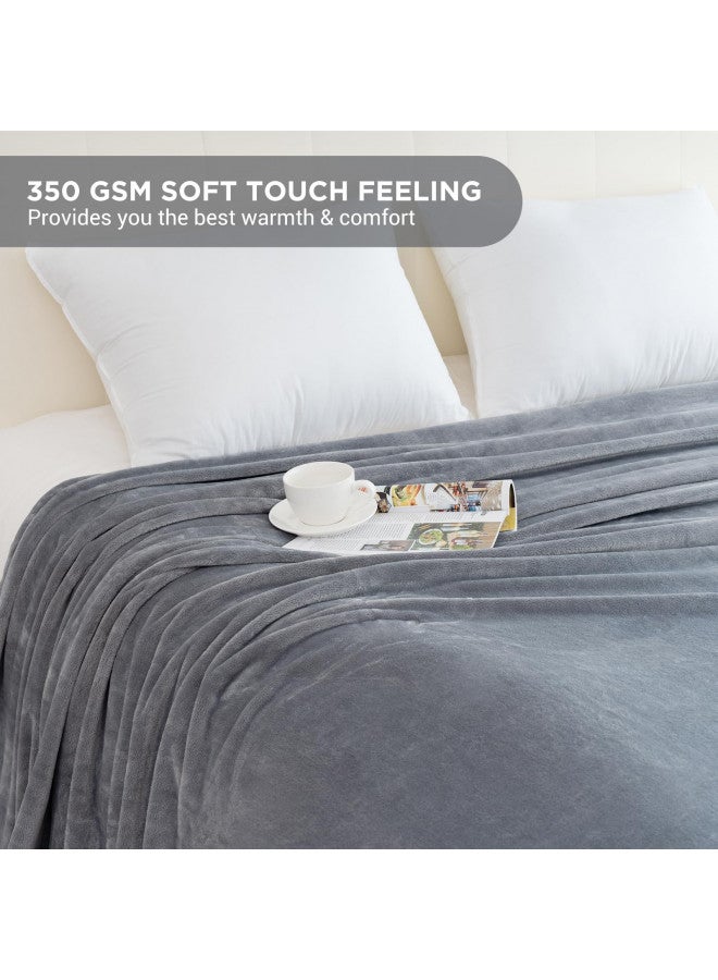HOMFINE Oversized King Fleece Blanket 120x120 Inches - Ultra Soft Cozy Warm Giant Huge 10'x10' Blanket for Bed, Sofa, Couch, Travel, Camping, Extra Large 350 GSM Flannel Big Throw Blanket, Light Grey