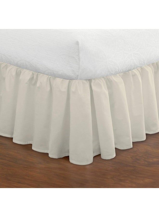 FRESH IDEAS Bedding Ruffled Bedskirt, Classic 14 drop length, Gathered Styling, Twin, Ivory (FRE30114IVOR01)