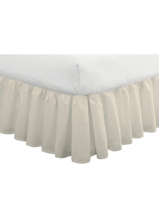 FRESH IDEAS Bedding Ruffled Bedskirt, Classic 14 drop length, Gathered Styling, Twin, Ivory (FRE30114IVOR01)