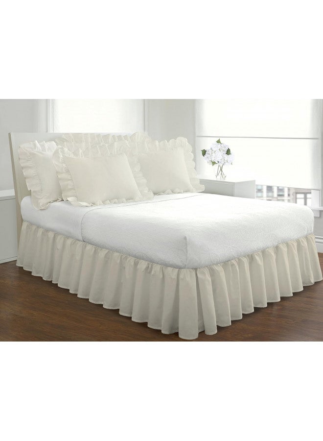 FRESH IDEAS Bedding Ruffled Bedskirt, Classic 14 drop length, Gathered Styling, Twin, Ivory (FRE30114IVOR01)