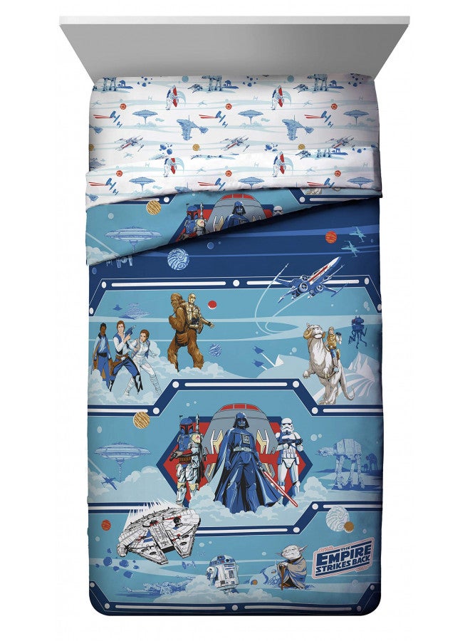 Jay Franco Star Wars Empire Strikes Back 40th Anniversary 7 Piece Full Bed Set - Includes Reversible Comforter & Sheet Set Bedding - Super Soft Fade Resistant Microfiber (Official Star Wars Product)