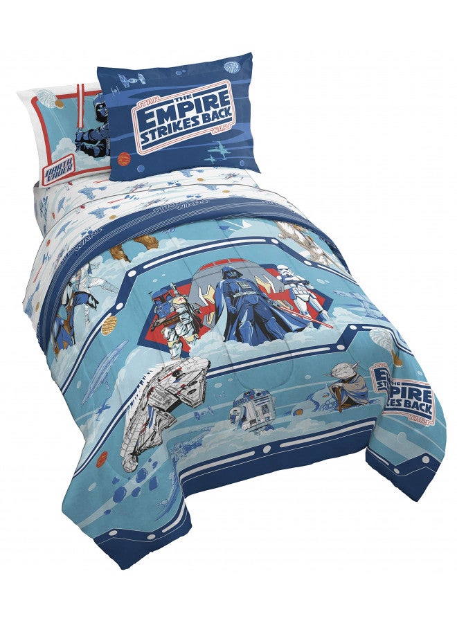 Jay Franco Star Wars Empire Strikes Back 40th Anniversary 7 Piece Full Bed Set - Includes Reversible Comforter & Sheet Set Bedding - Super Soft Fade Resistant Microfiber (Official Star Wars Product)