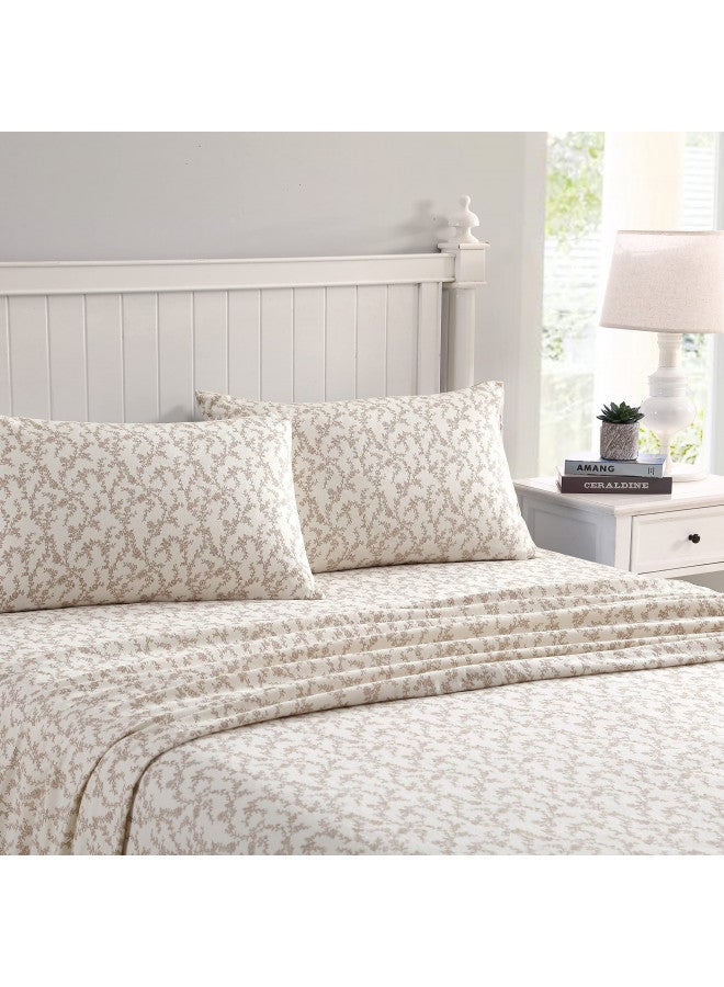 Laura Ashley Home - Twin Sheets, Cotton Flannel Bedding Set, Brushed for Extra Softness & Comfort (Victoria, Twin)