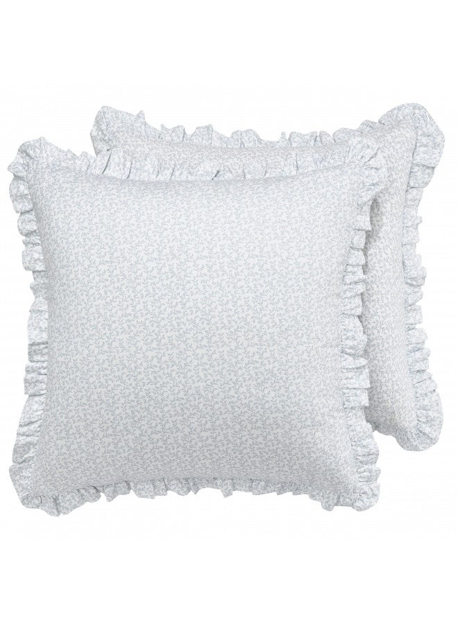 Laura Ashley Home - Euro Sham Set, Smooth Cotton Shams with Envelope Closure, Lightweight & Stylish Home Decor (Chloe Blue, 2 Piece)