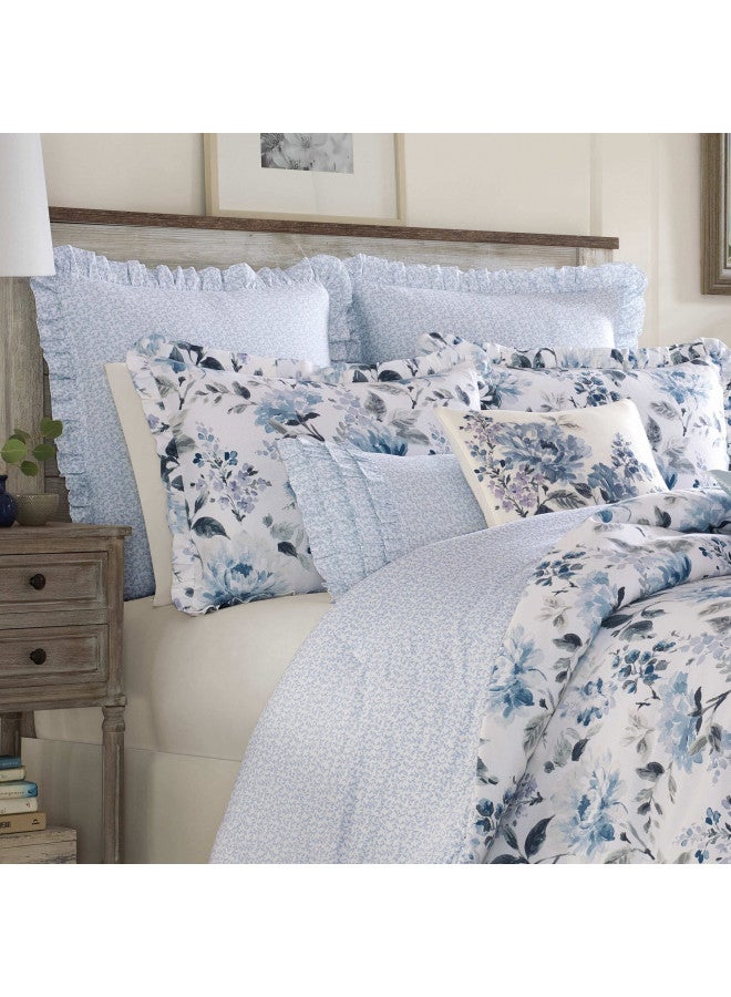 Laura Ashley Home - Euro Sham Set, Smooth Cotton Shams with Envelope Closure, Lightweight & Stylish Home Decor (Chloe Blue, 2 Piece)