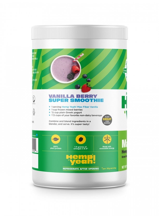 Manitoba Harvest Yeah! Organic Max Fiber Protein Powder, Vanilla, 16oz; with 10g of Fiber, 9g Protein and 1.9g Omegas 3&6 per Serving, Preservative Free, Non-GMO