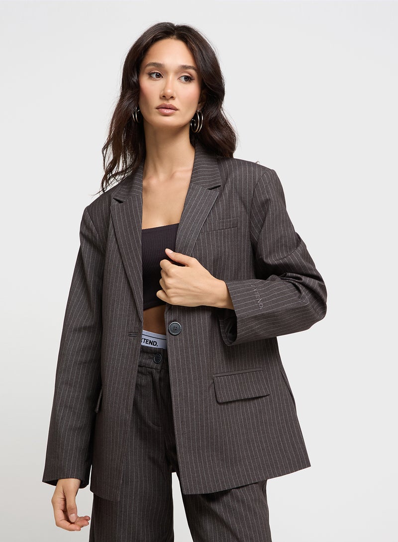 Pinstripe Split Blazer