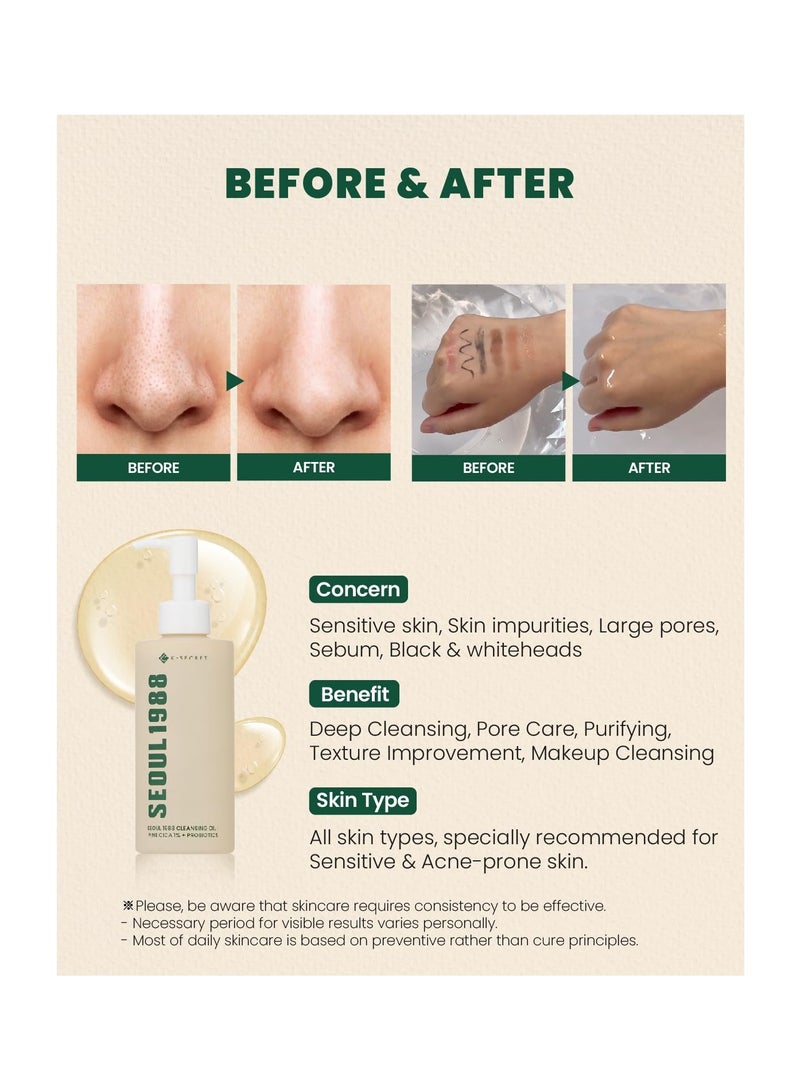 K-SECRET SEOUL 1988 Cleansing Oil : Pine Cica 1% + Probiotics, 200ml/6.76fl.oz.