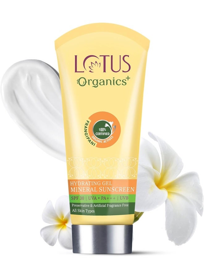 Hydrating Gel Mineral Sunscreen For All Skin Type No White Cast Fast Absorbing Certified Organic Spf 30 Pa+++ 100G