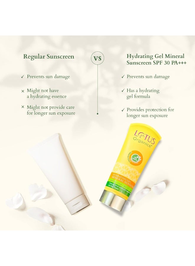 Hydrating Gel Mineral Sunscreen For All Skin Type No White Cast Fast Absorbing Certified Organic Spf 30 Pa+++ 100G