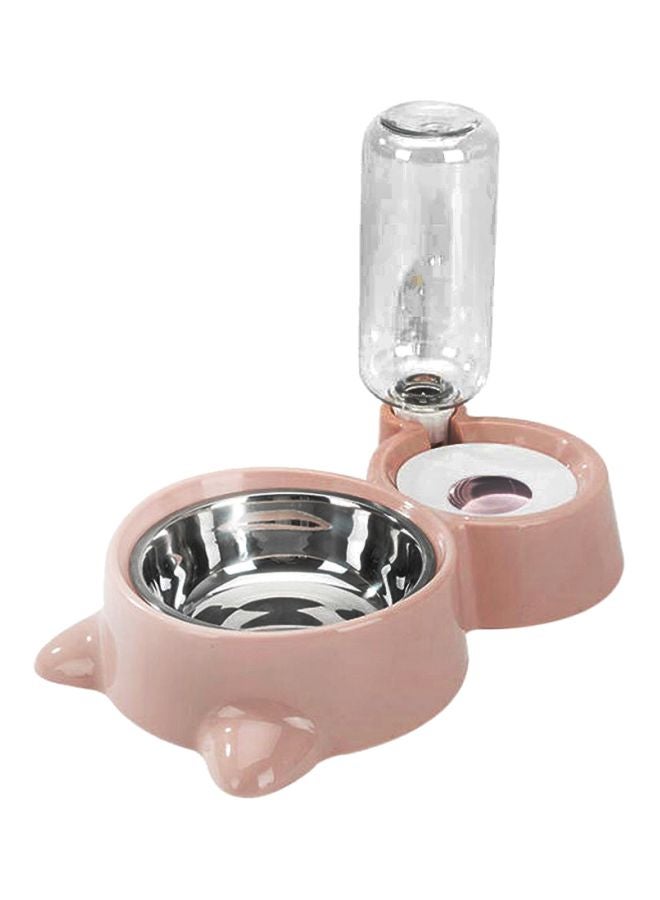 Automatic Double Pet Bowl Beige/White