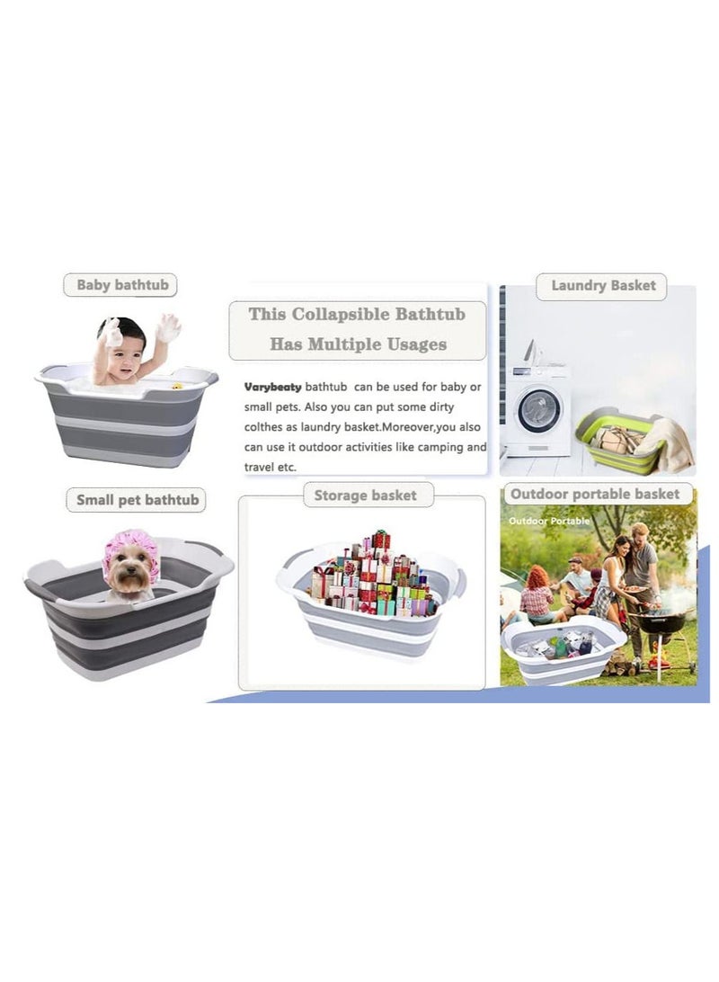 Pet Tub Portable Washing Tub Foldable Multifunction Collapsible Bathtub Laundry Basket Storage Basin Shower Basin Folding with Drainage Hole