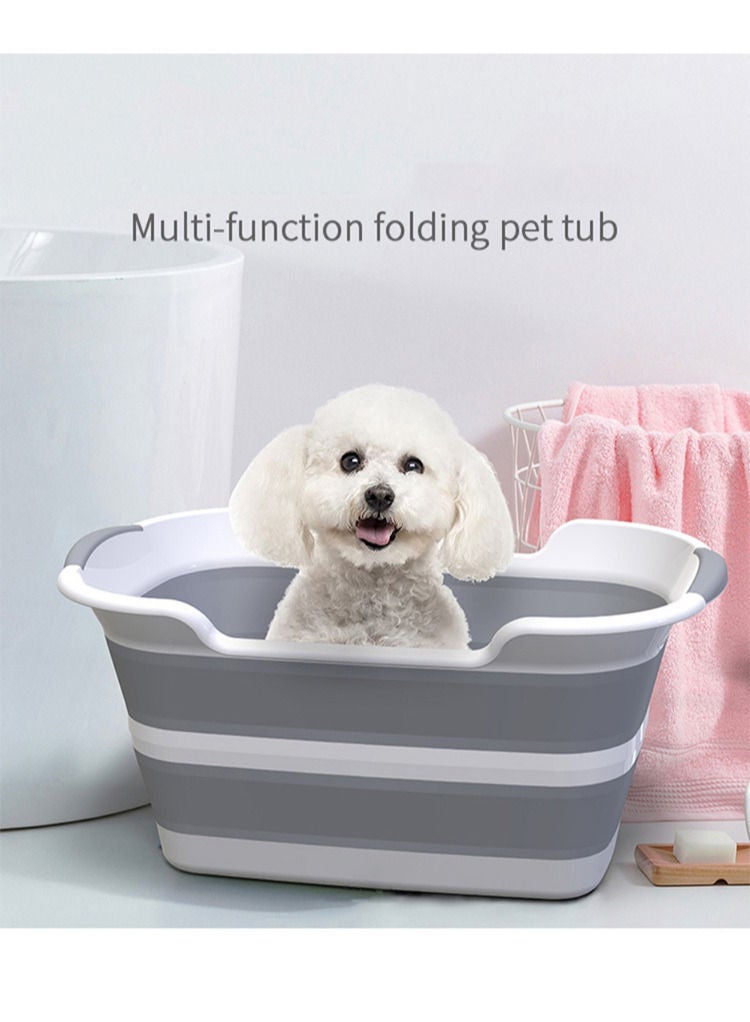 Pet Tub Portable Washing Tub Foldable Multifunction Collapsible Bathtub Laundry Basket Storage Basin Shower Basin Folding with Drainage Hole