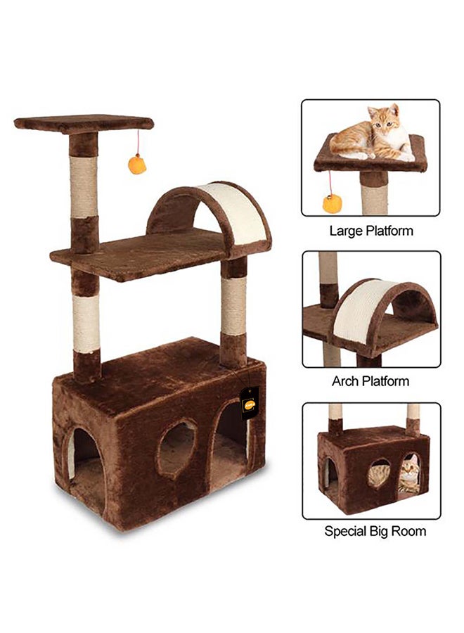 3-Tier Luxury Cat Climbing Frame Brown 51x31x98cm