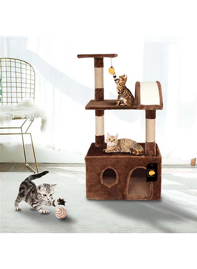 3-Tier Luxury Cat Climbing Frame Brown 51x31x98cm