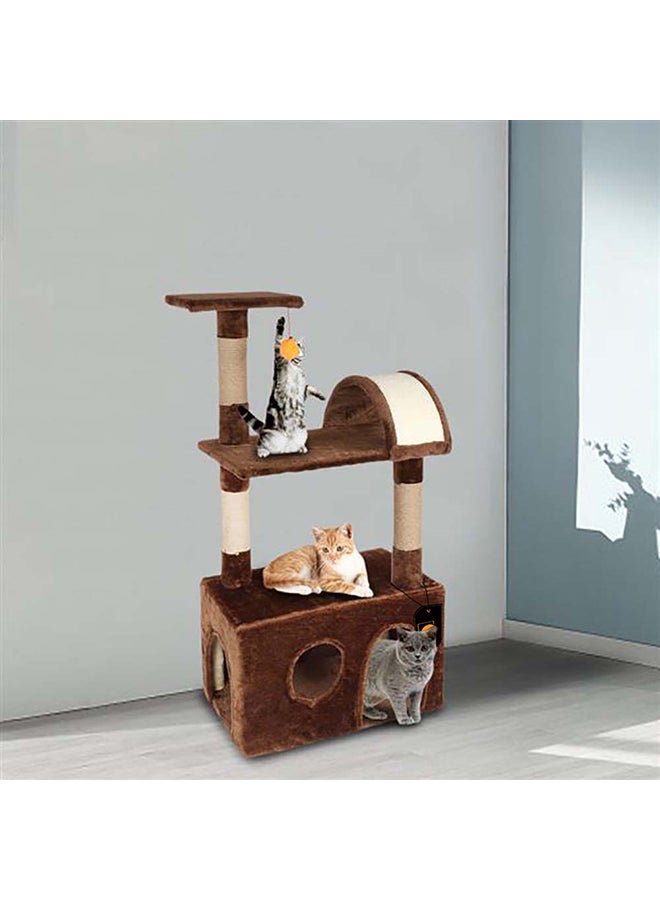 3-Tier Luxury Cat Climbing Frame Brown 51x31x98cm