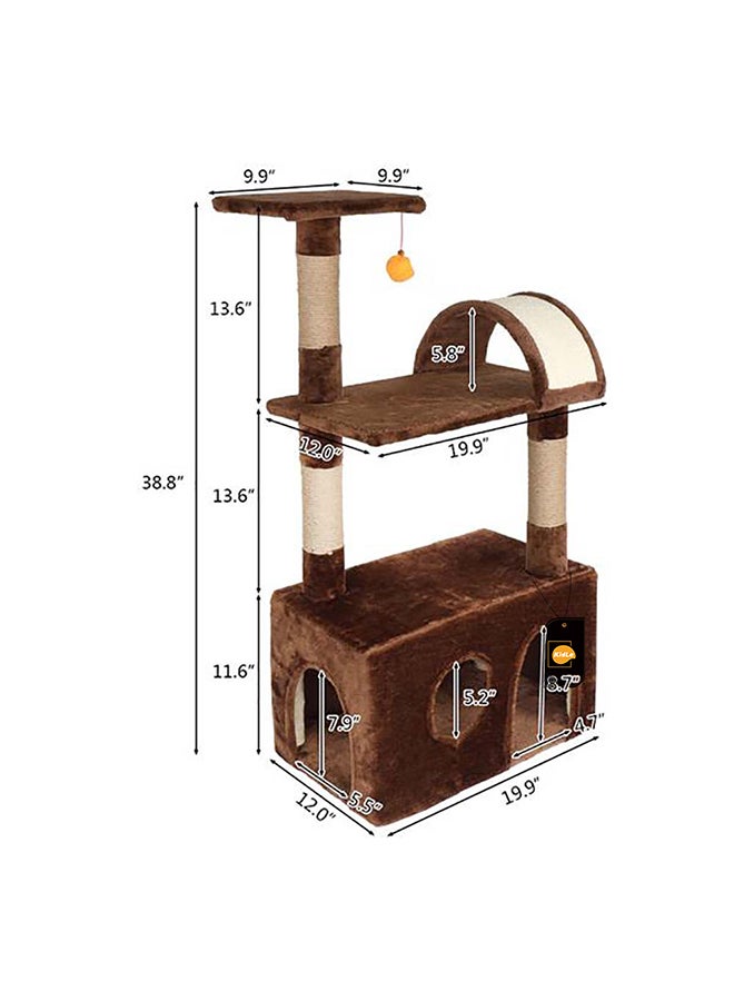 3-Tier Luxury Cat Climbing Frame Brown 51x31x98cm