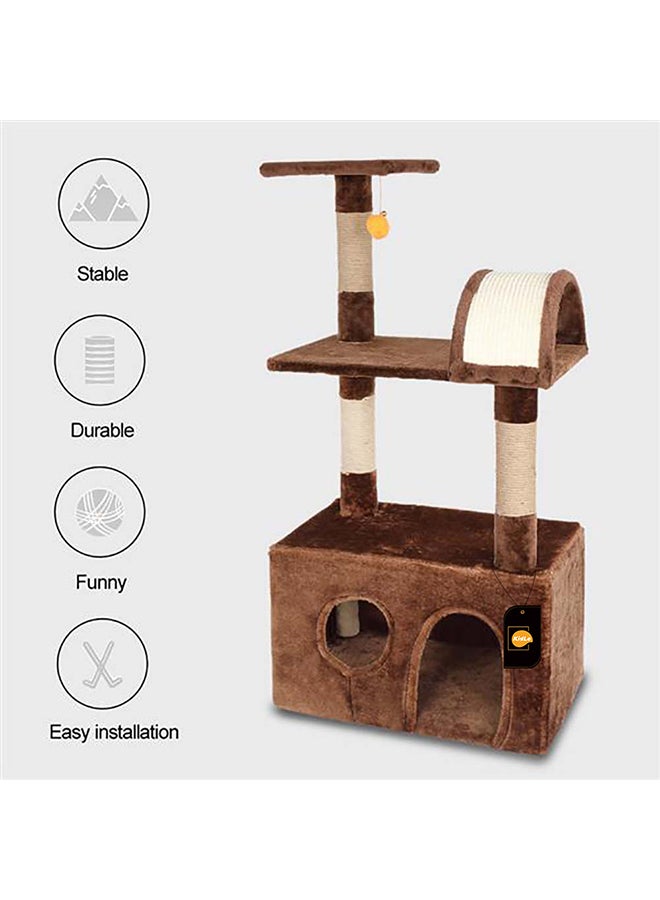 3-Tier Luxury Cat Climbing Frame Brown 51x31x98cm