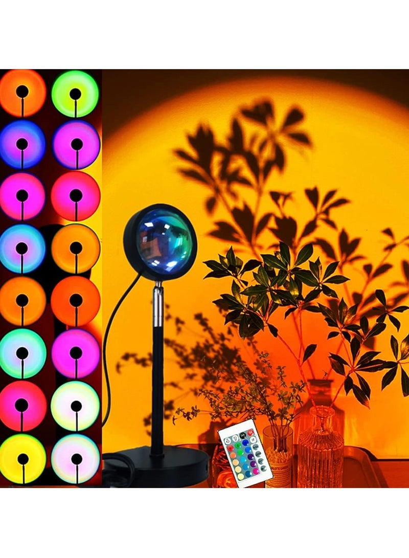 Sunset Lamp Multiple Colors with Remote, Sunset Projection Lamp 16 Colors, Sunset Light Projector Color Changing, LED Rainbow Sunset Projector Lamp