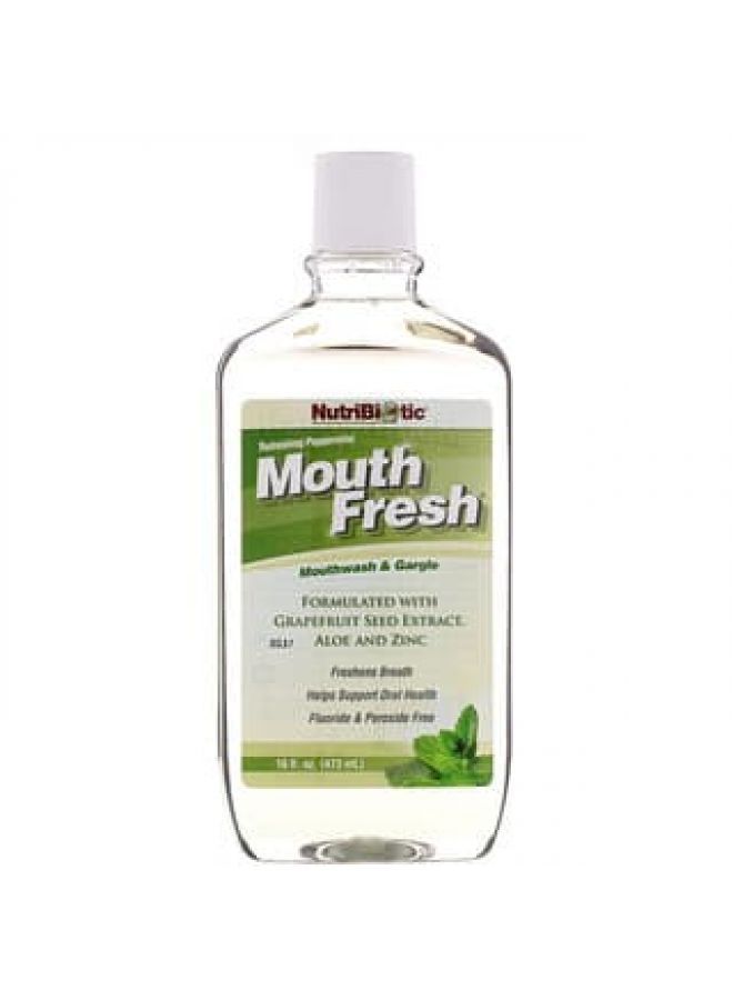 NutriBiotic, Mouth Fresh, Mouthwash & Gargle, Refreshing Peppermint, 16 fl oz (473 ml)