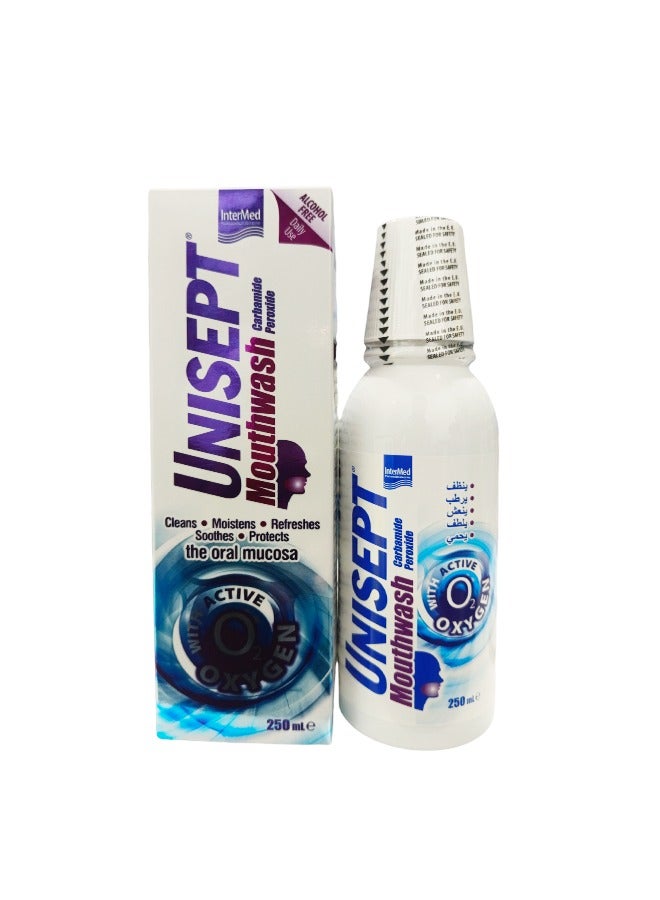 Unisept Mouthwash with Carbamide Peroxide and Active Oxygen - 250ML