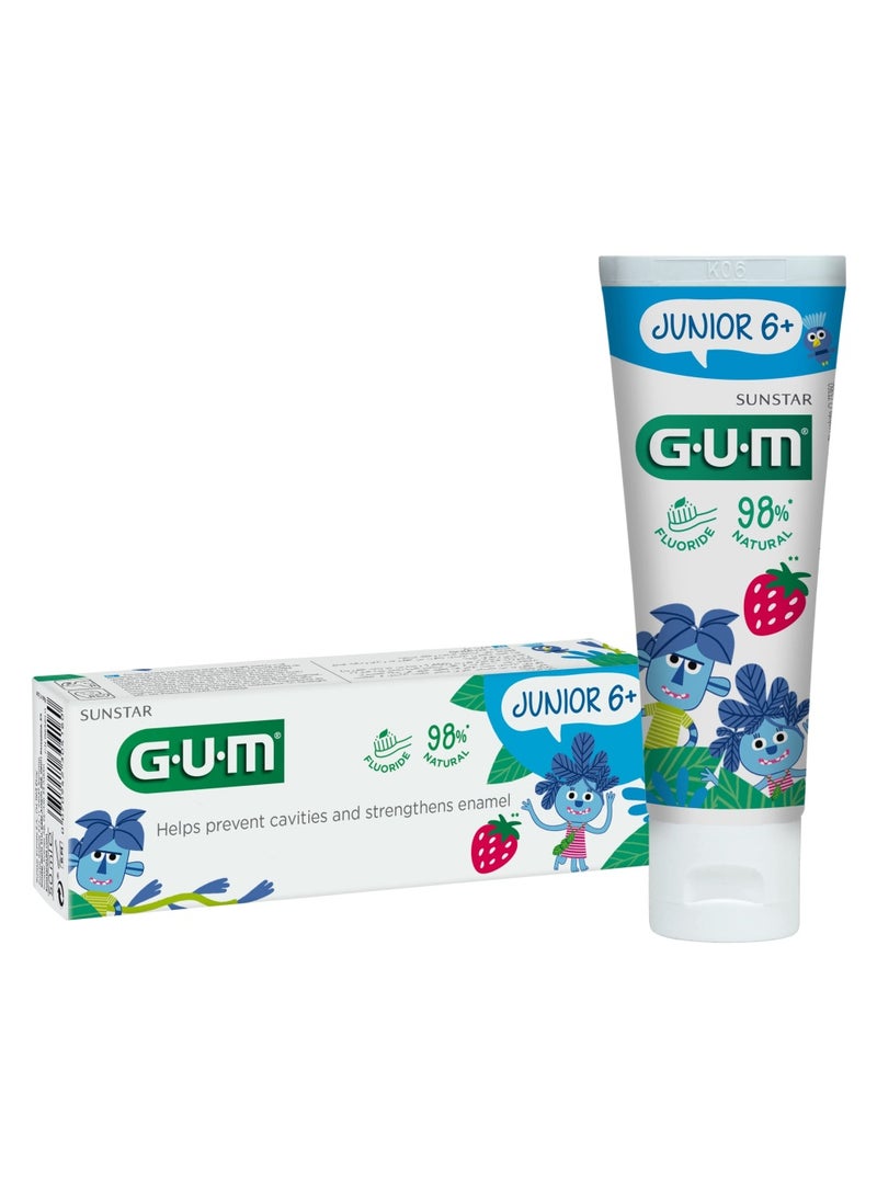 Junior Kids Toothpaste - 6  Years - Tutti Frutti Flavour - Natural - Sls  Paraben Free - With Fluoride - Prevents Cavities - Strengthens Enamel - Maximum Caries Protection- 50Ml