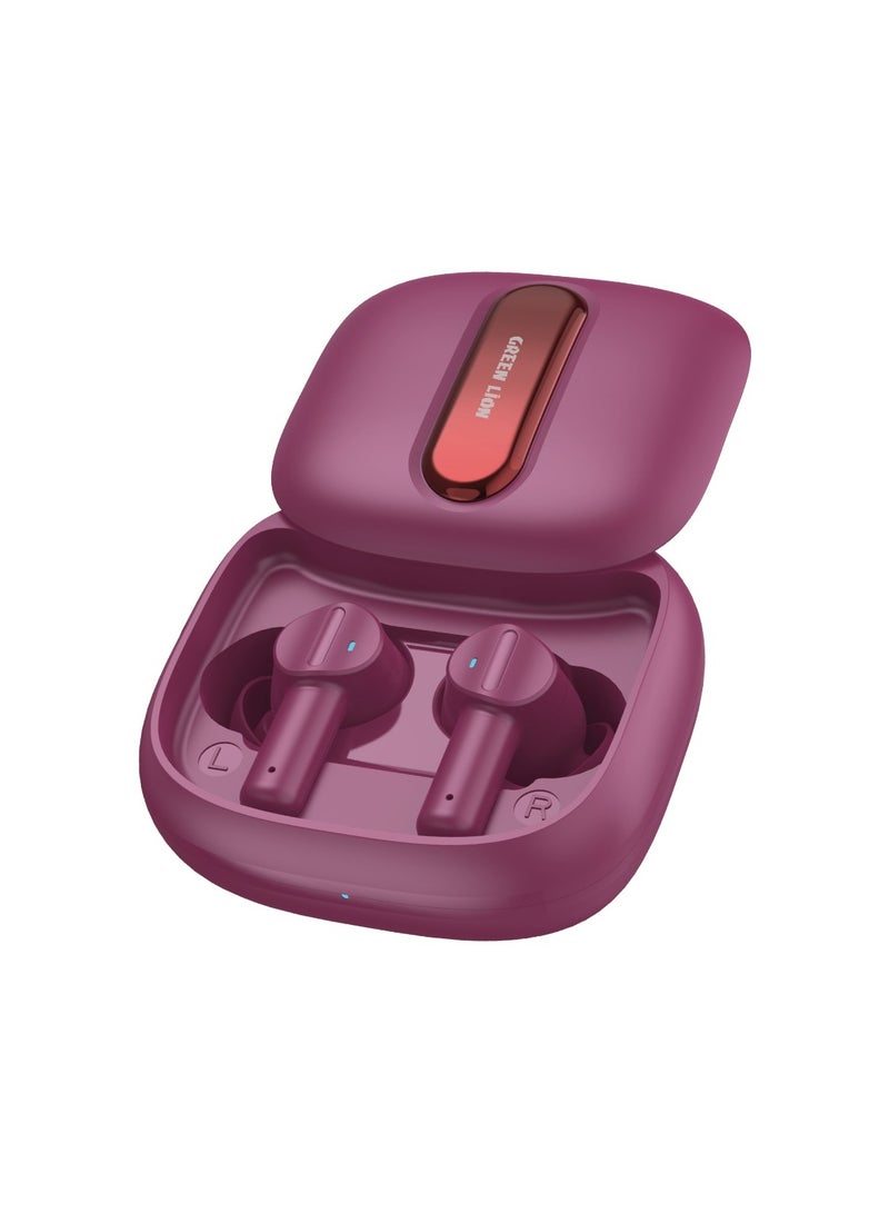 Harmonic True Wireless Earbuds / Long Range Transmission Distance / ENC Noise Reduction / V5.3 Bluetooth / Multi-Function Touch / Low Latency Mode / Considerable Playing Time - Burgundy