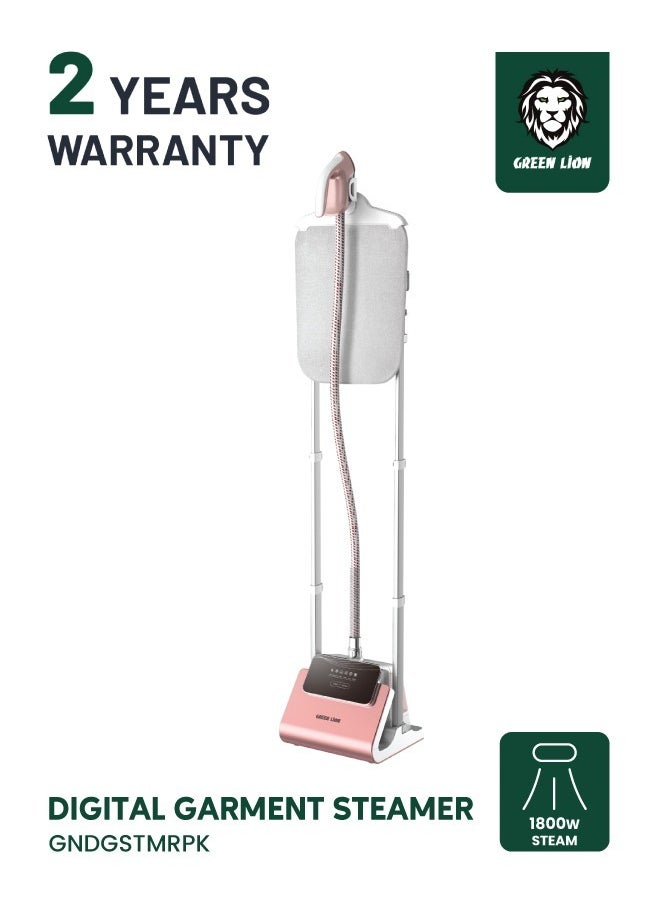 Digital Garment Steamer With UK Power Cord, Efficient Heater, Strong Steam, 9 Hole Muzzle,Rotary Iron, 98℃ Outlet Steam Temperature, Six Setting Stages, Shoulder-Shaped Design - Pink