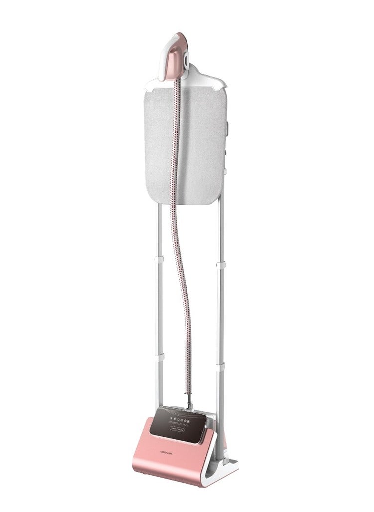Digital Garment Steamer With UK Power Cord, Efficient Heater, Strong Steam, 9 Hole Muzzle,Rotary Iron, 98℃ Outlet Steam Temperature, Six Setting Stages, Shoulder-Shaped Design - Pink